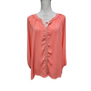 Dept222 Coral Long Sleeve Blouse Size L